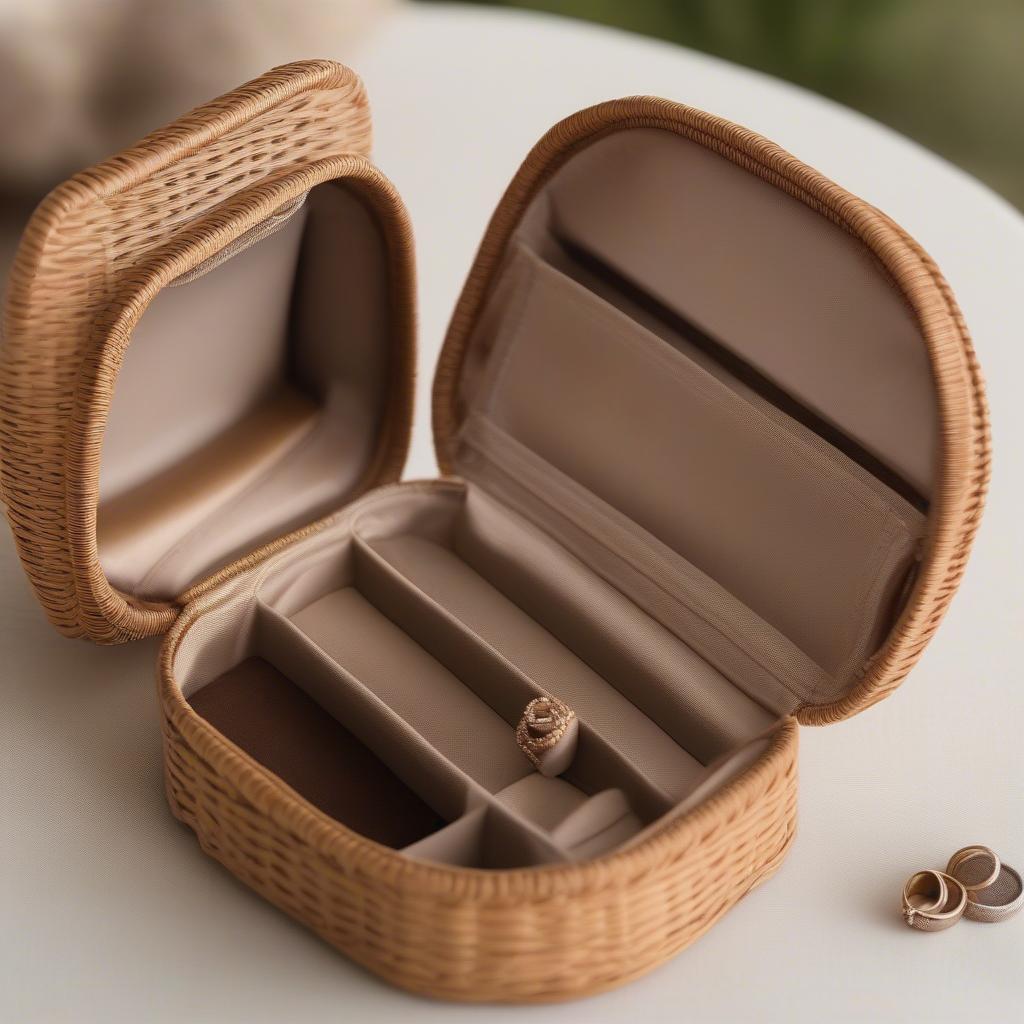 Wicker and Rattan Travel Jewelry Cases