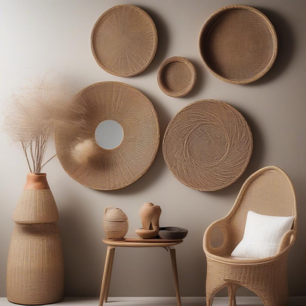 Various Wicker and Rattan Wall Art Options