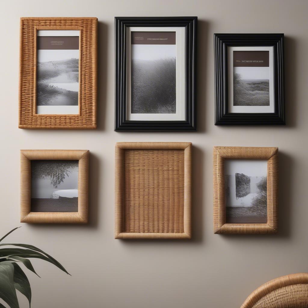 Wicker and Rattan Wall Decor Photo Frames