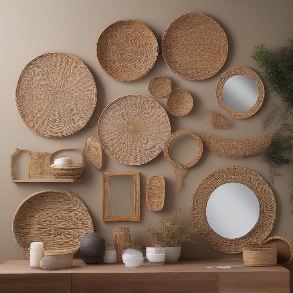 Variety of wicker and rattan wall decor options