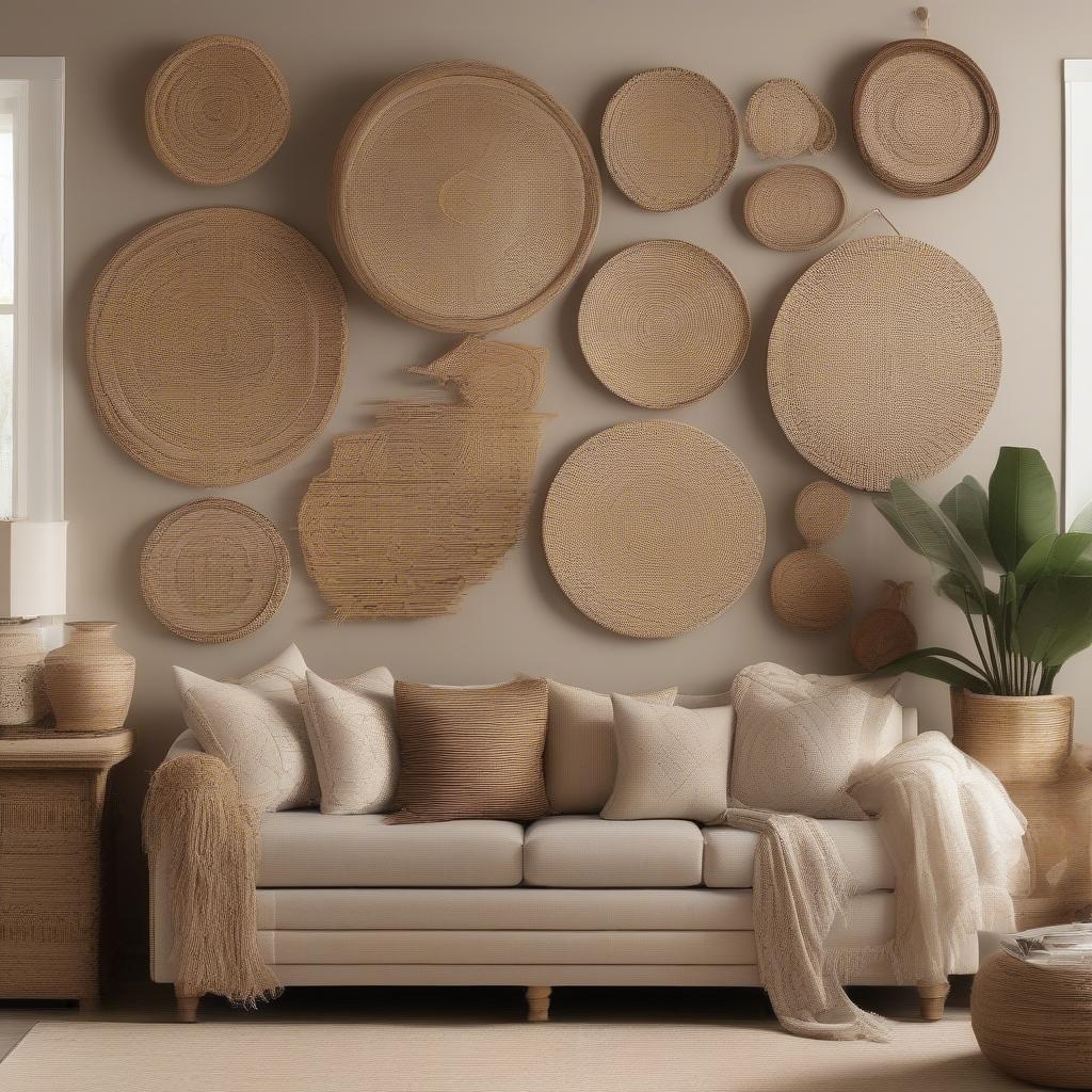 Wicker and Rattan Wall Signs in a Living Room