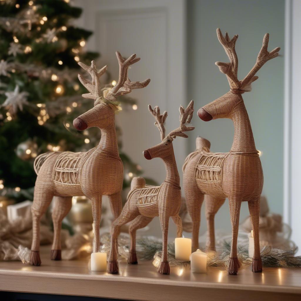 Wicker reindeer Christmas decorations