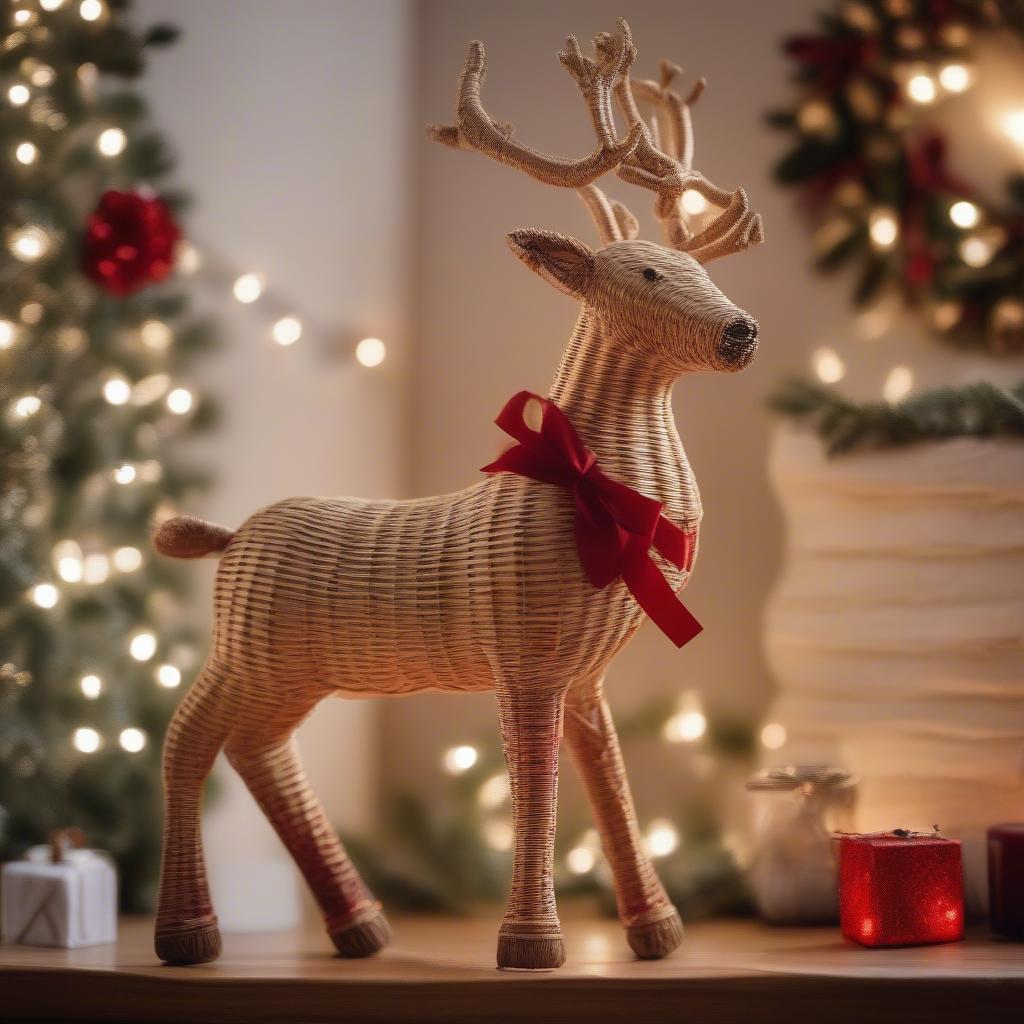 Wicker Reindeer Holiday Decor