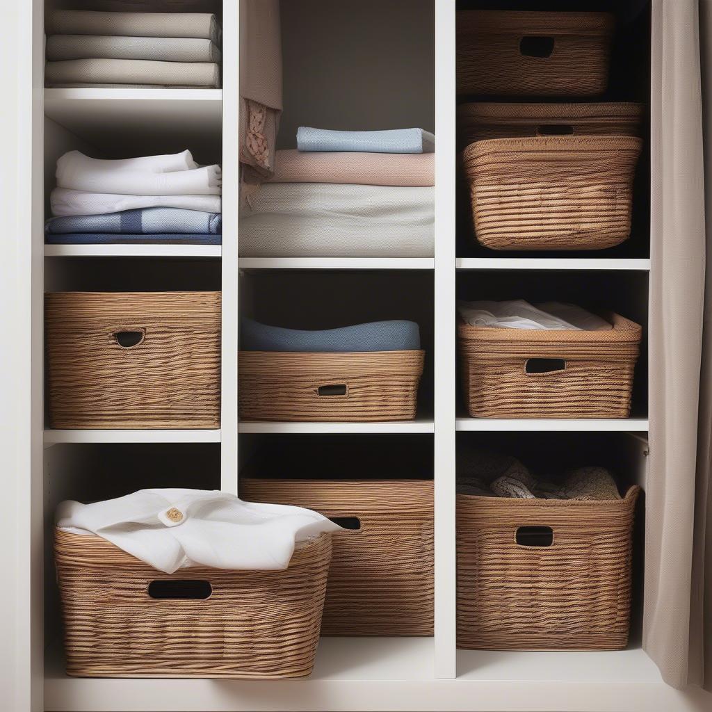 Wicker Storage Baskets in a Bedroom