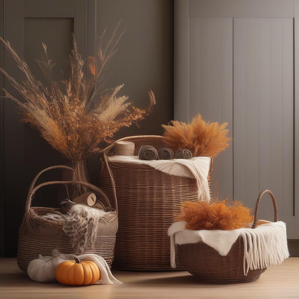 Wicker Storage Baskets in Fall Decor