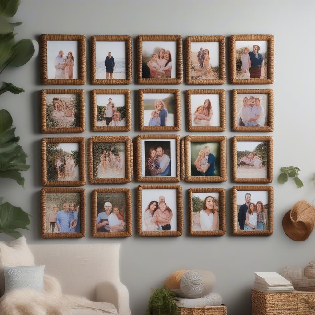 Wicker Wall Art with Family Photo Prints