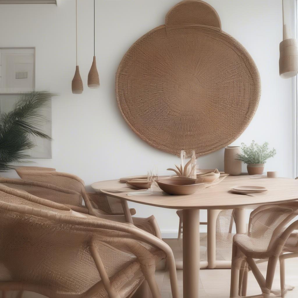 Wicker Wall Hanging in a Dining Room