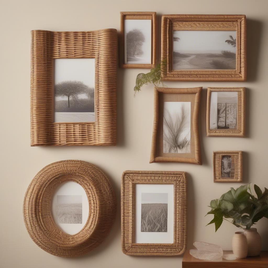 Wicker Wall Mounted Picture Frames for a Bohemian Look