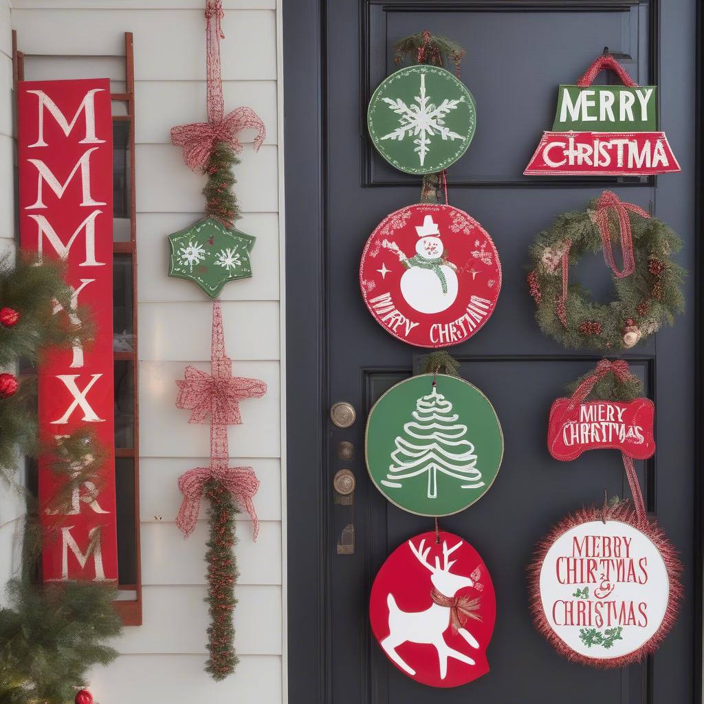 Wicker Xmas Signs for Front Door