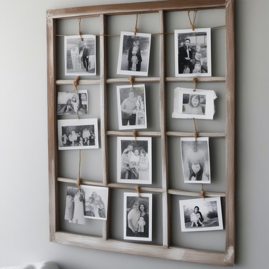 Window Frame Photo Display on a Bedroom Wall