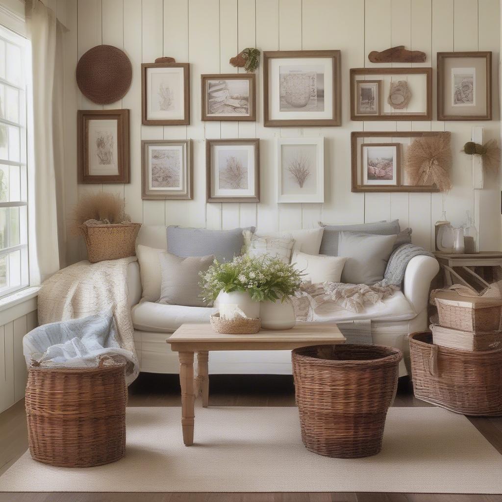 Rustic Living Room with Window Frame Wall Decor