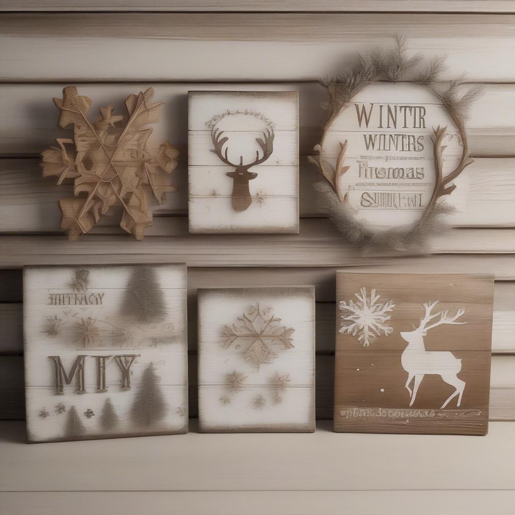 Rustic Wooden Winter Wall Signs