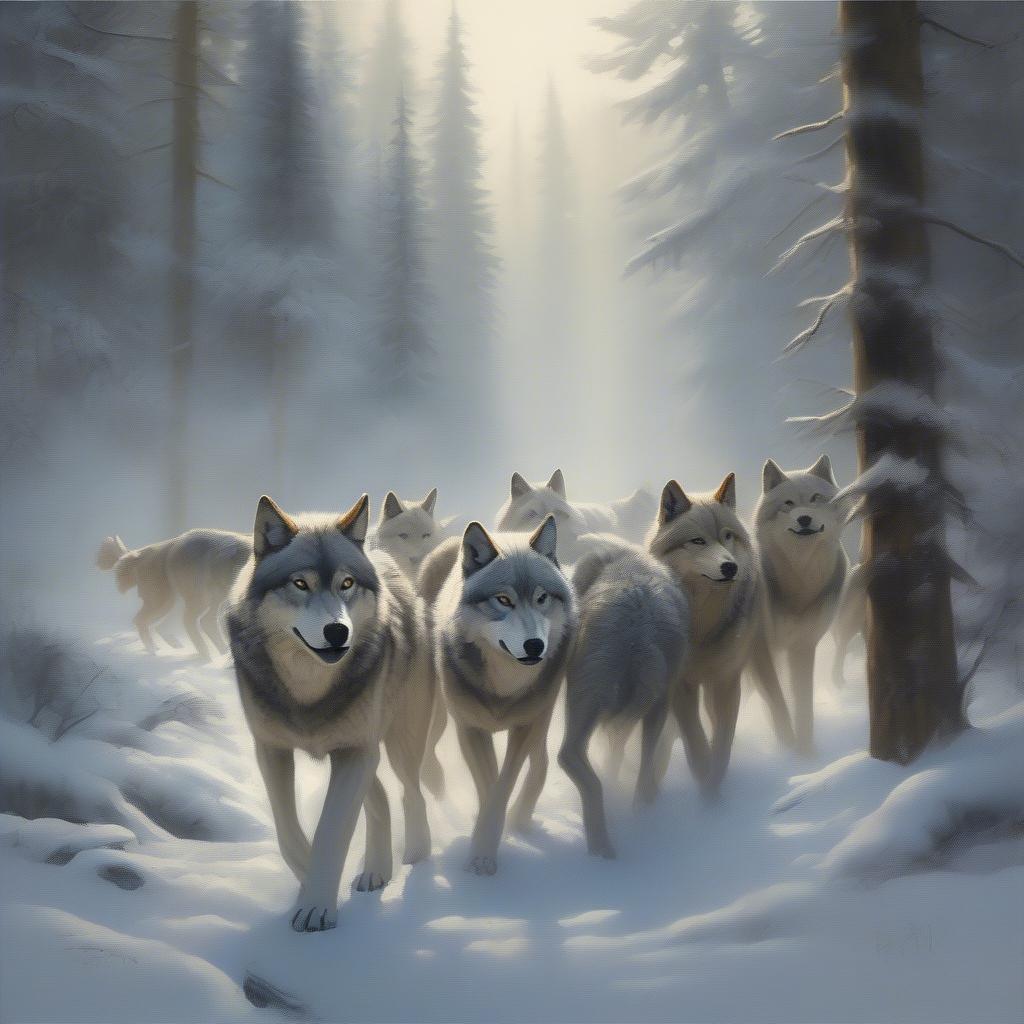 Wolf Pack Symbolism in Canvas Print Art