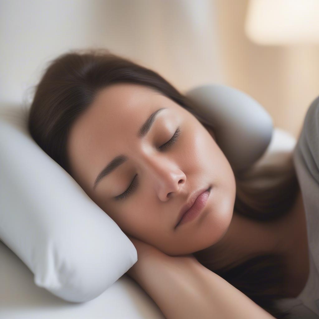 Woman Sleeping Comfortably with a Fever Pillow