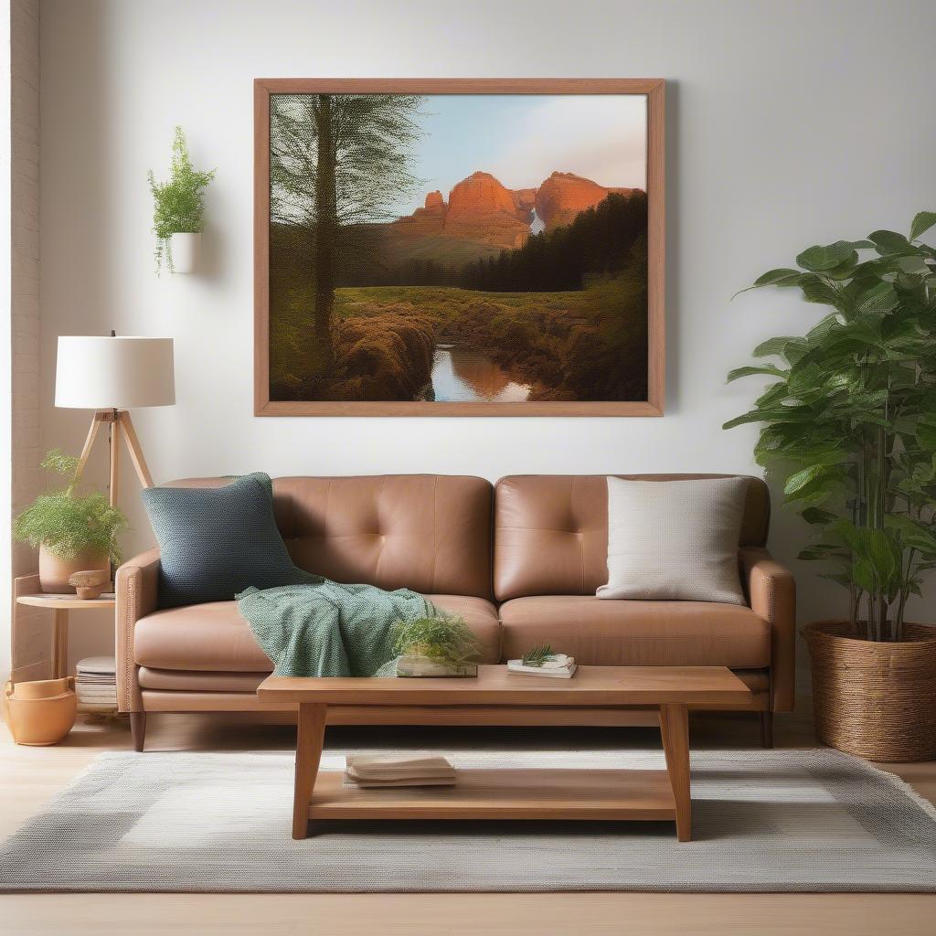 Wood Frame Canvas Print in a Living Room