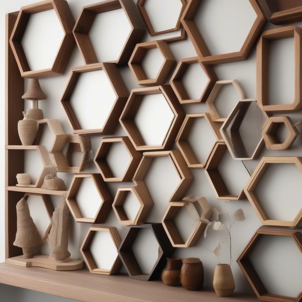 Various Wood Hexagon Frames for Crafting