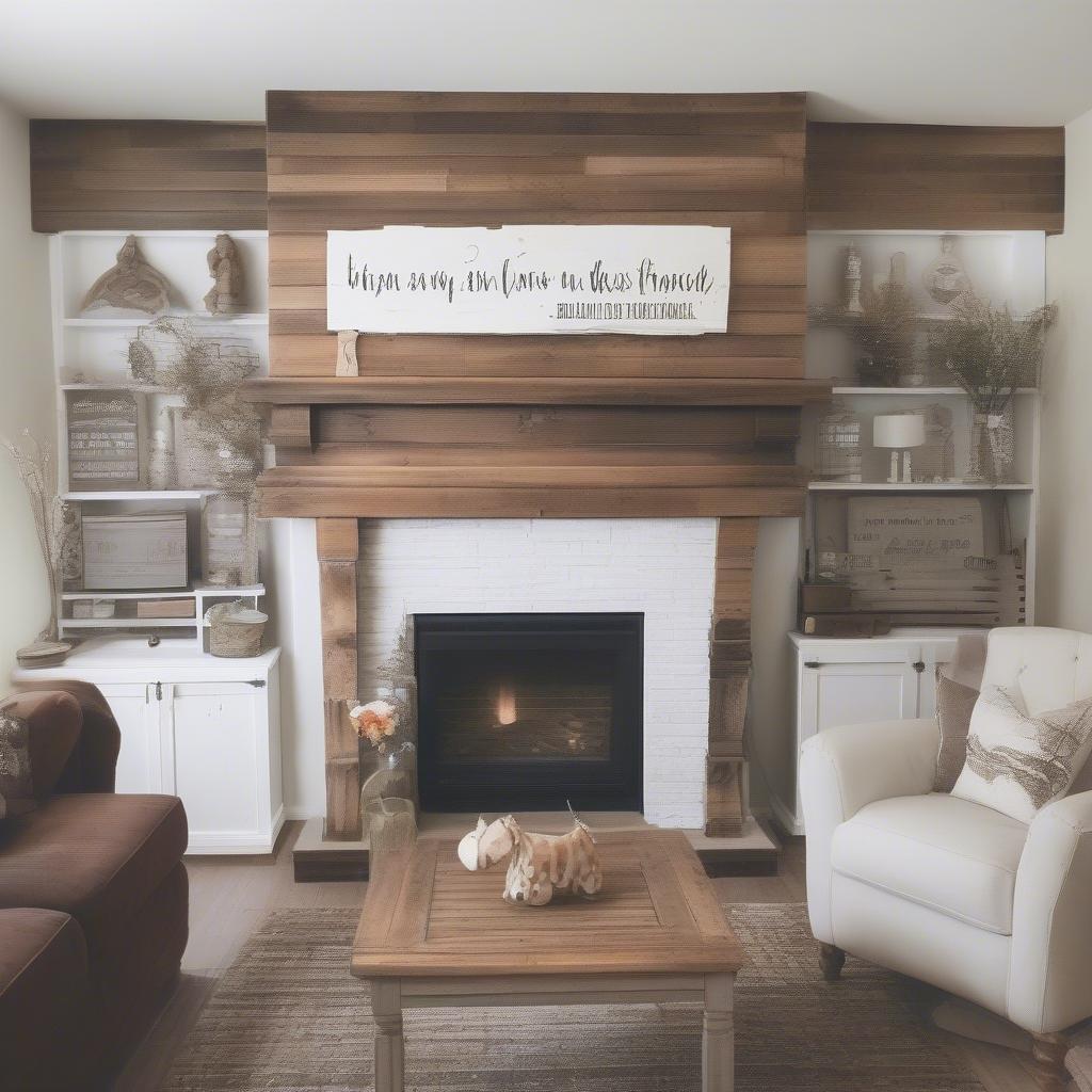 Wood lettering decor adds a touch of personalized style to a living room setting.