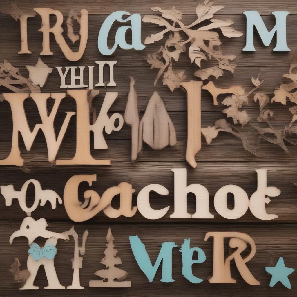 Variety of wood name signs for nurseries showcasing different styles and fonts