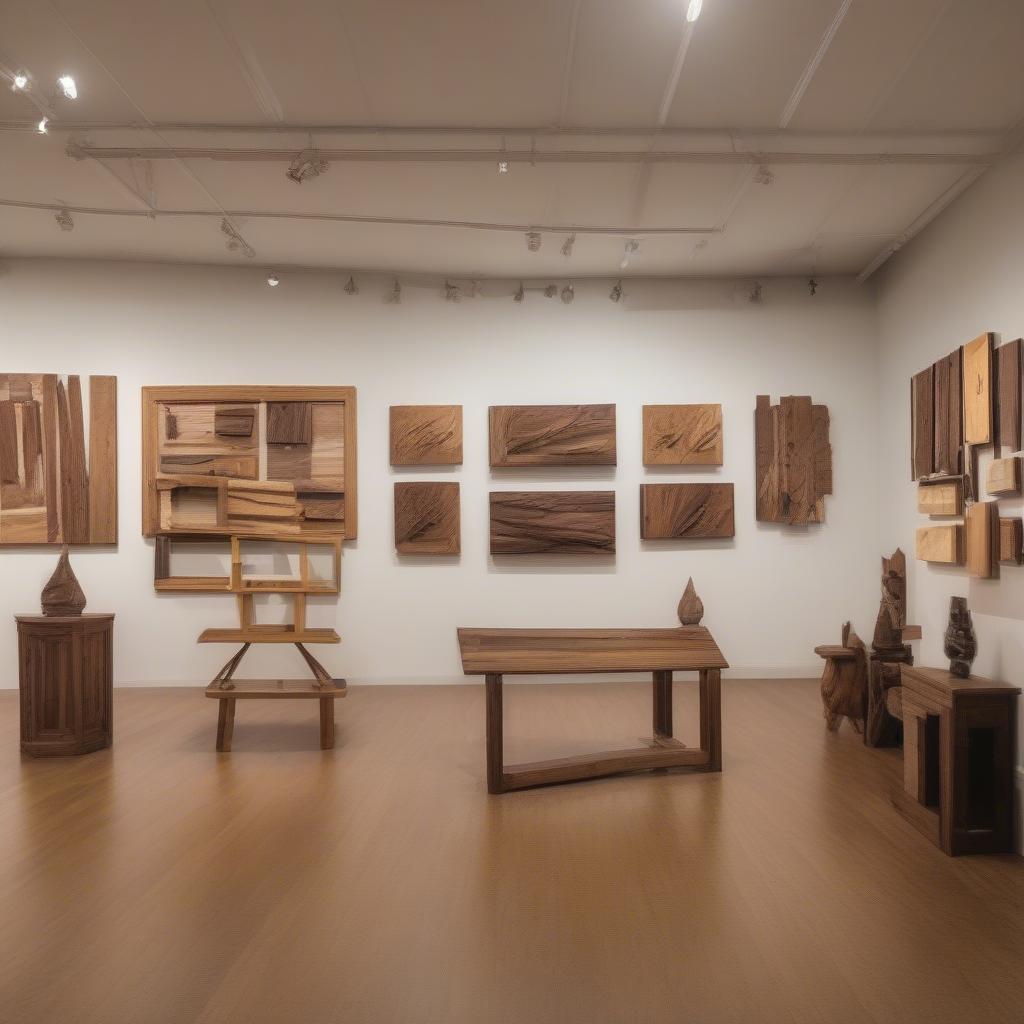 Display of Wood Picture Art in a Gallery