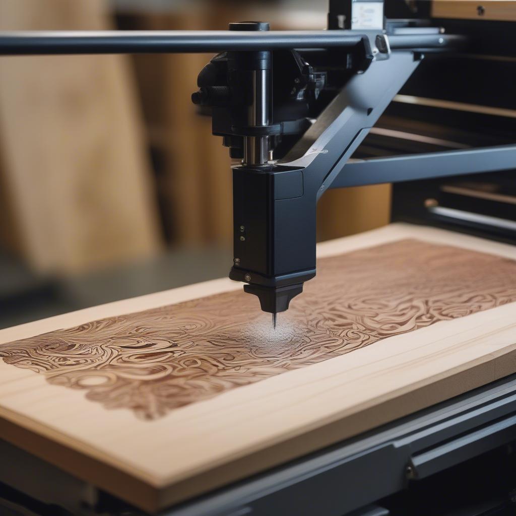 Wood Sign Printer Printing a Design on a Wooden Plank