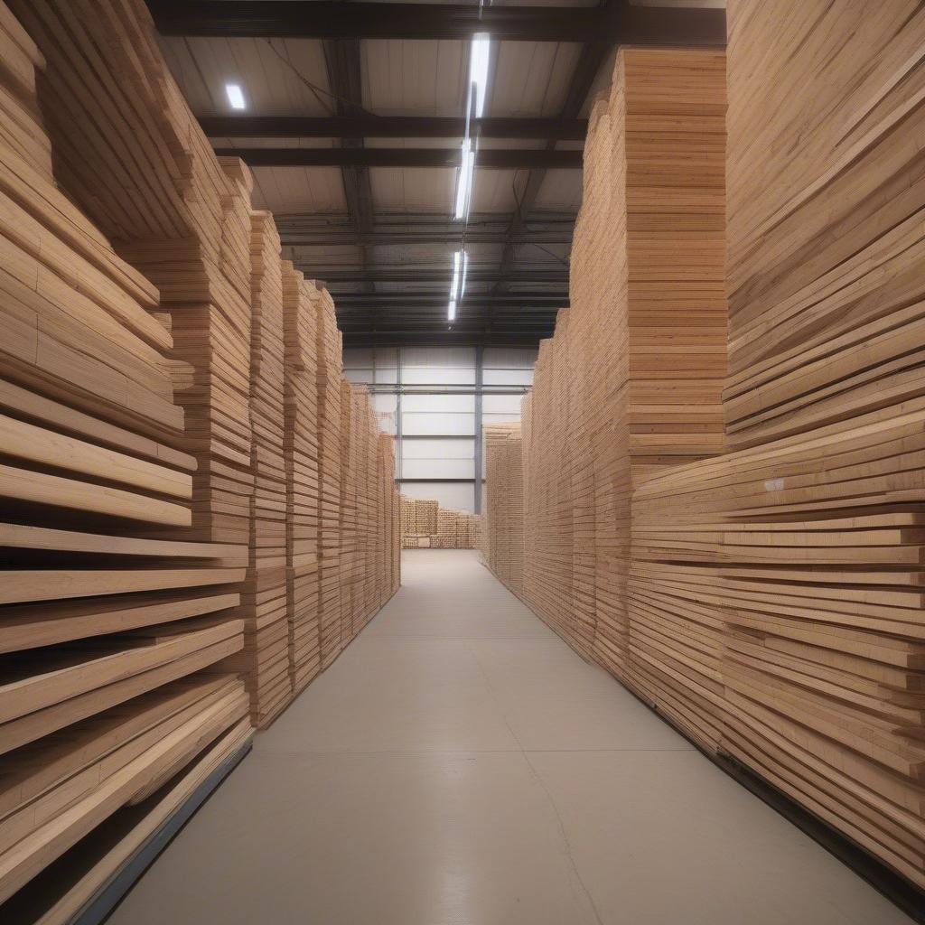 Properly stickered lumber stored in a dry area