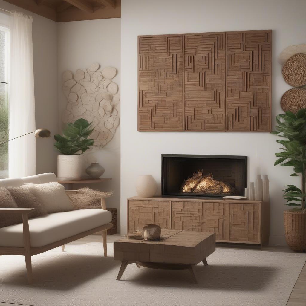 Wood Wall Decor in Living Room