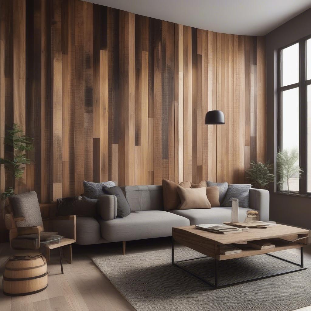 Wooden Wall in a Living Room