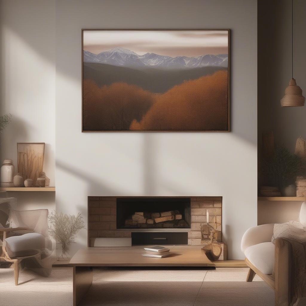 Wooden Canvas Print in a Living Room