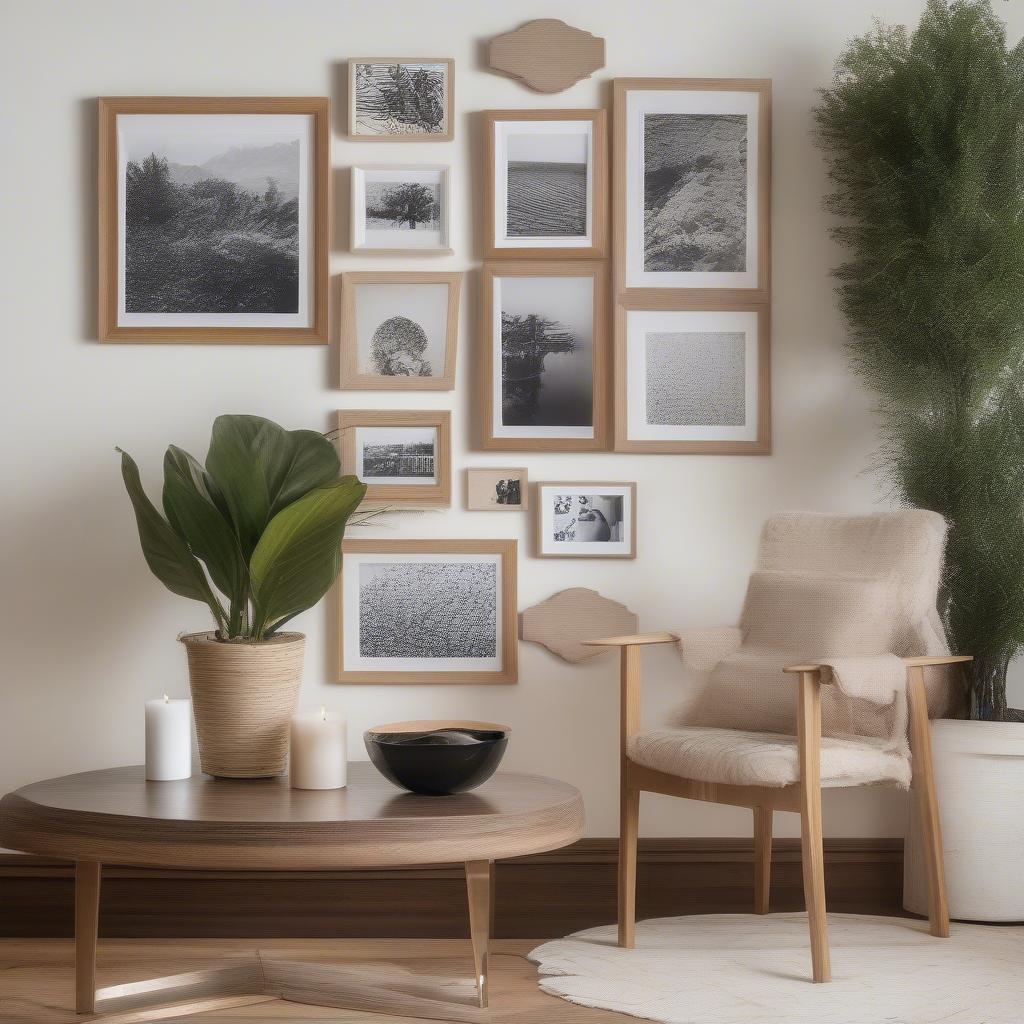 Wooden Collage Frame Displayed on a Wall