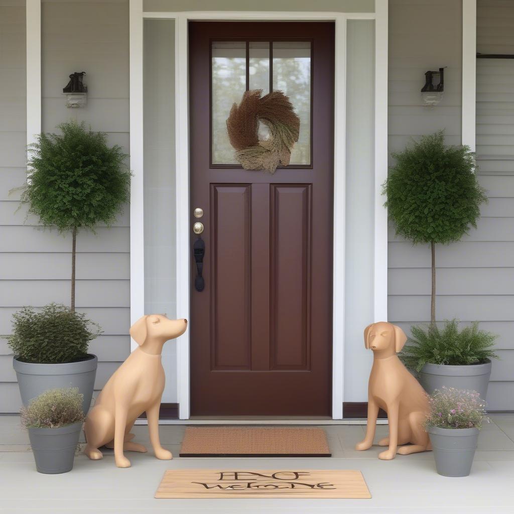 Wooden Dog Sign on Front Porch