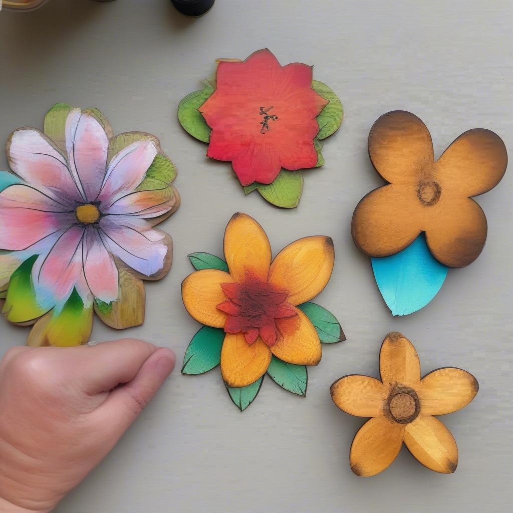 Painting Techniques for Wooden Flower Cutouts