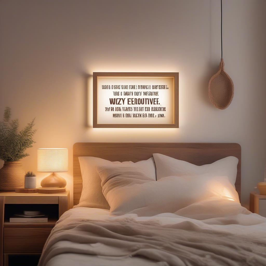 Wooden Light Box Adding Warmth to a Bedroom