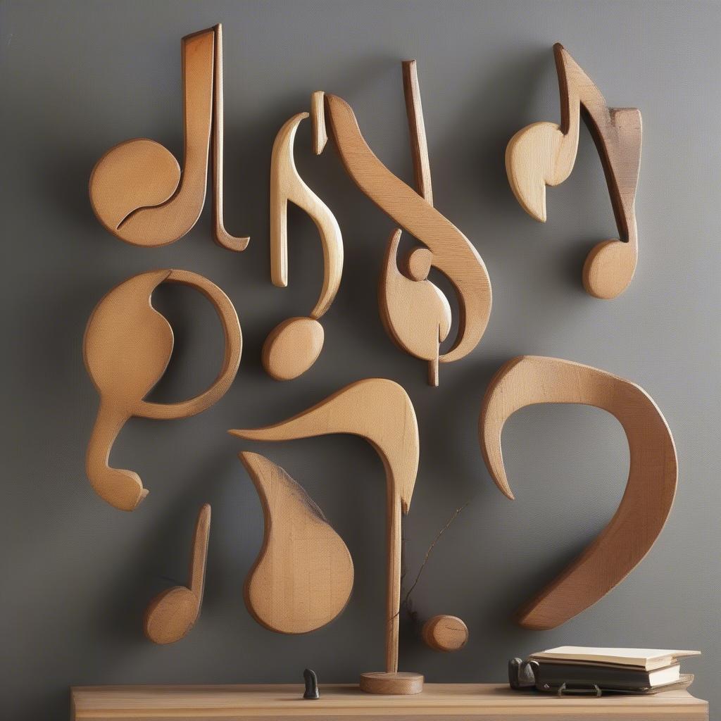 Different sizes and materials for wooden music note wall decor