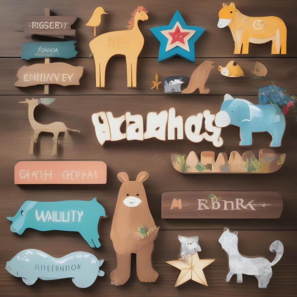 Variety of Wooden Name Signs for Nursery