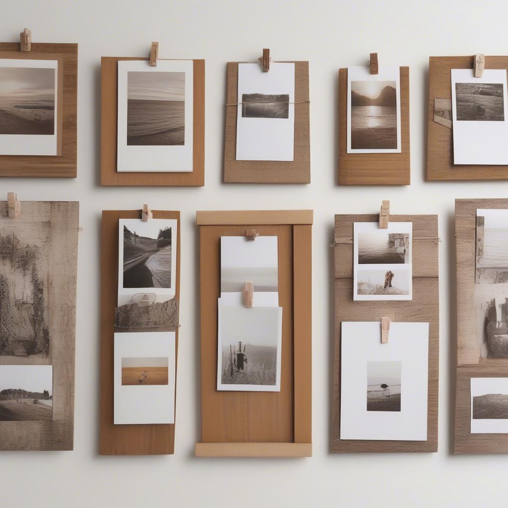 Wooden Photo Clips Displayed on a Wall