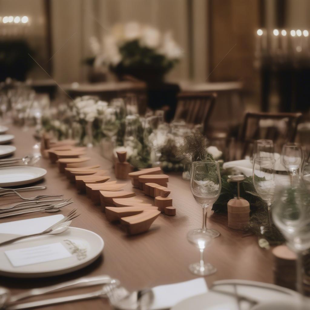 Wooden Place Card Holders at a Corporate Event