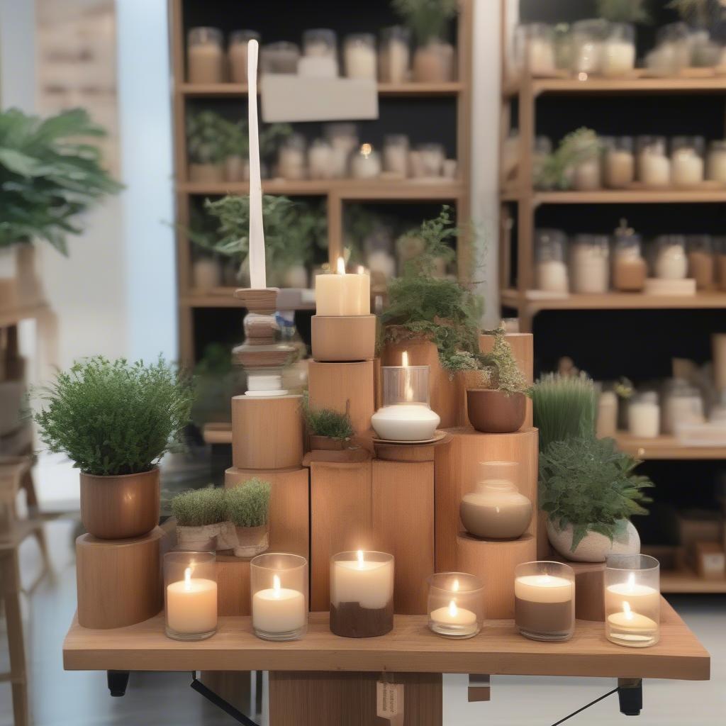 Wooden Risers in a Retail Setting