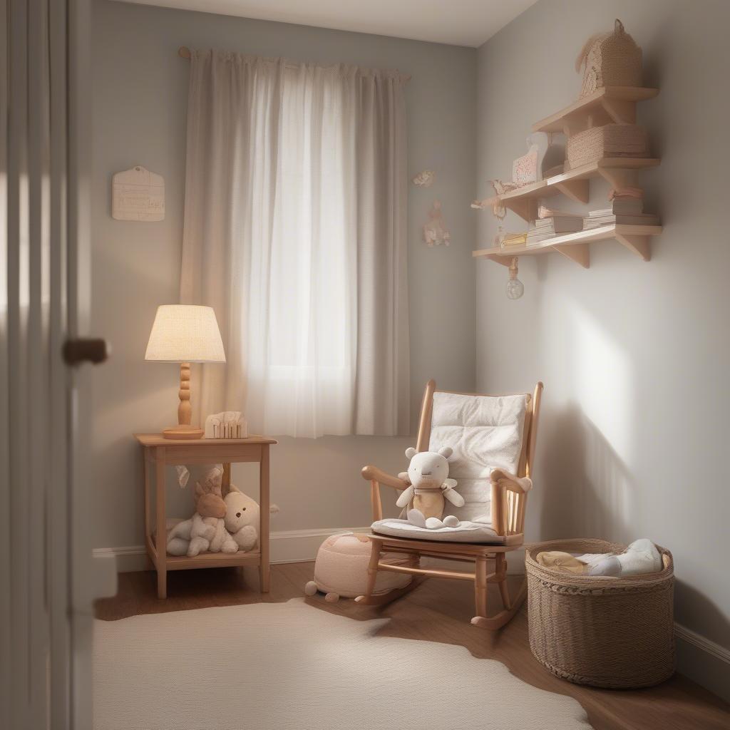 Wooden Rocking Chair in a Nursery Corner