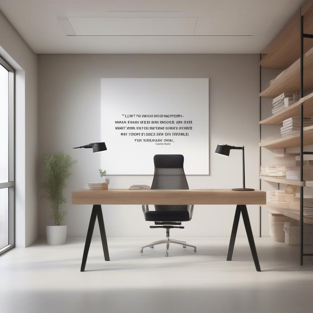 Inspirational wooden sign displayed on an office wall, next to a bookshelf and a window.