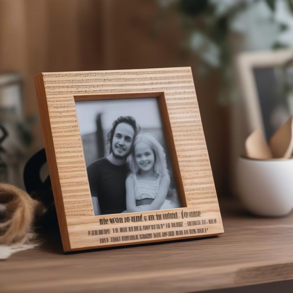 Wooden Song Lyric Photo Frame with Personalized Lyrics and Photo