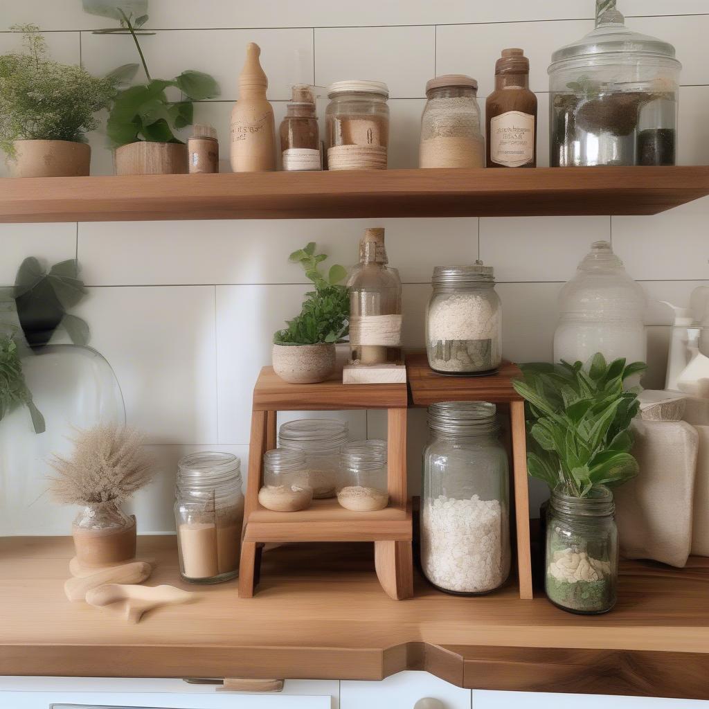 Wooden Tiered Tray Kitchen Display