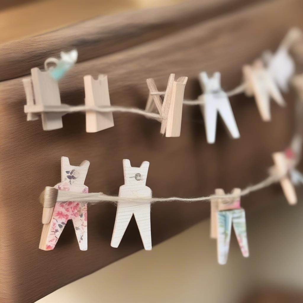 Wooden tiny clothespins used in craft projects.