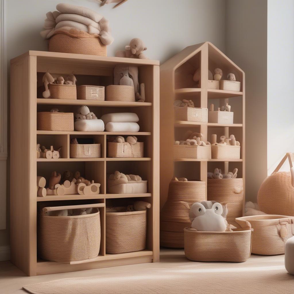 Wooden Toys and Storage Baskets in a Nursery