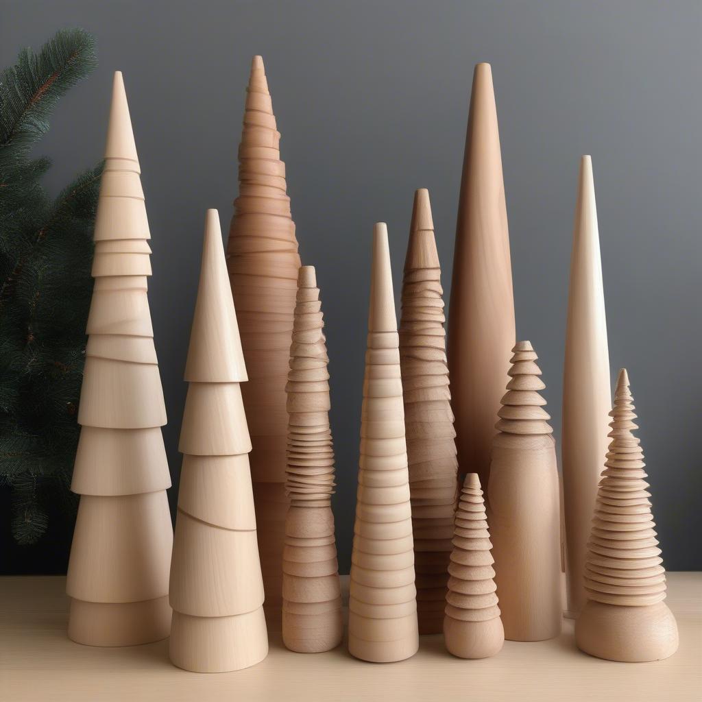 Variety of Wooden Turned Christmas Trees