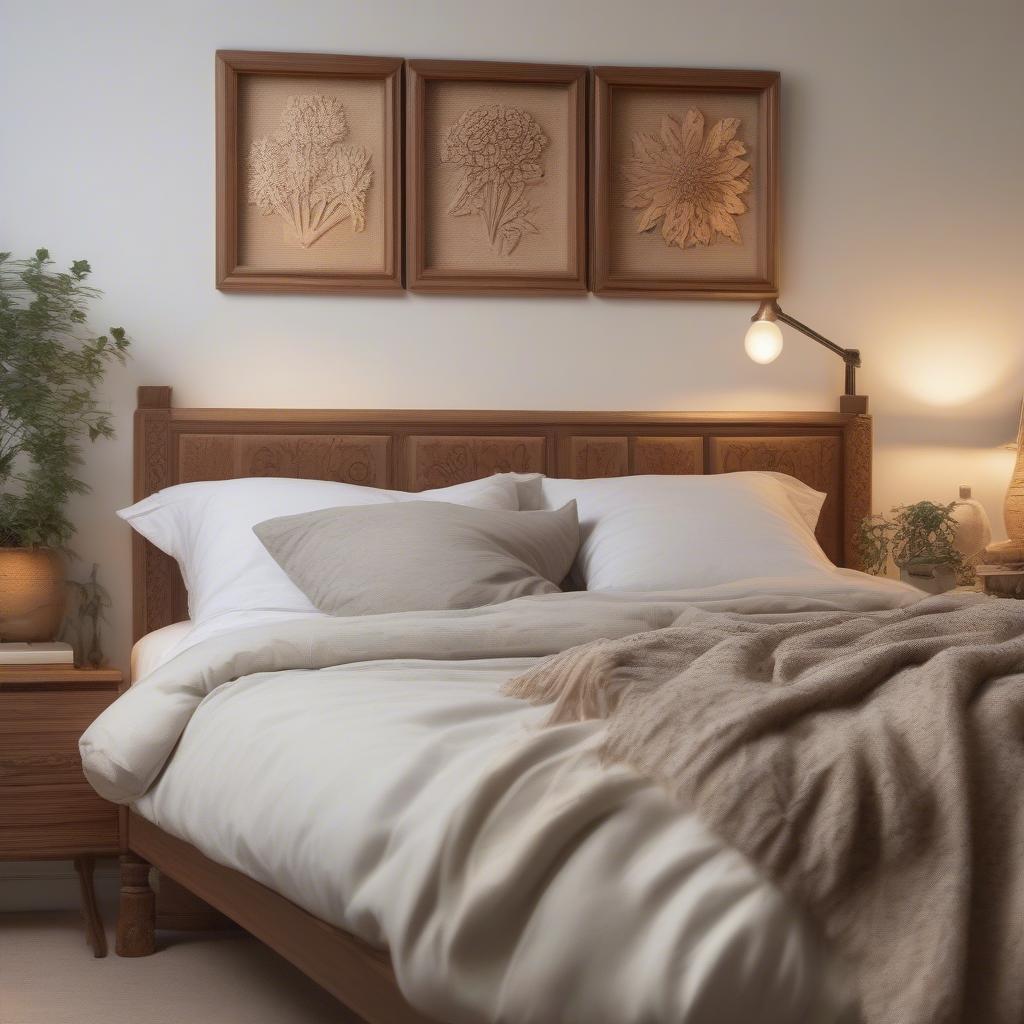 Wooden Wall Decor in a Bedroom