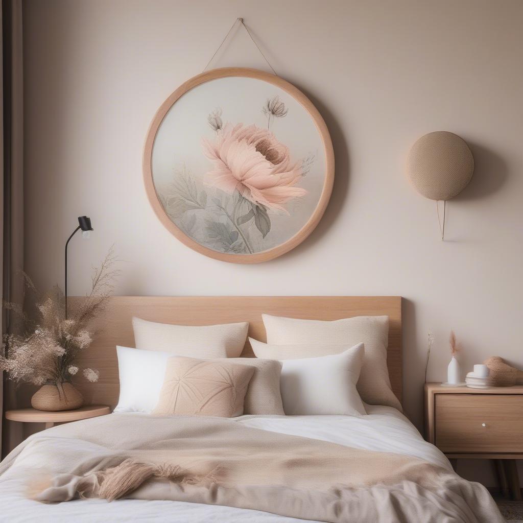 Wooden wall picture in a bedroom