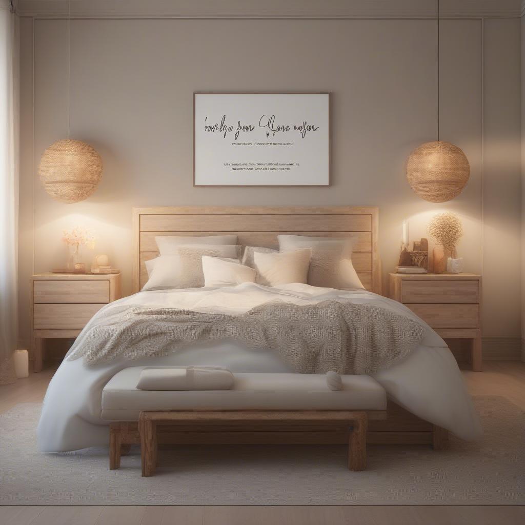 Wooden word decor adds a touch of personalization to a bedroom, displaying an inspiring quote above the bed.