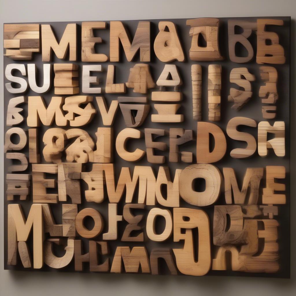 Wooden Words in Different Wood Types