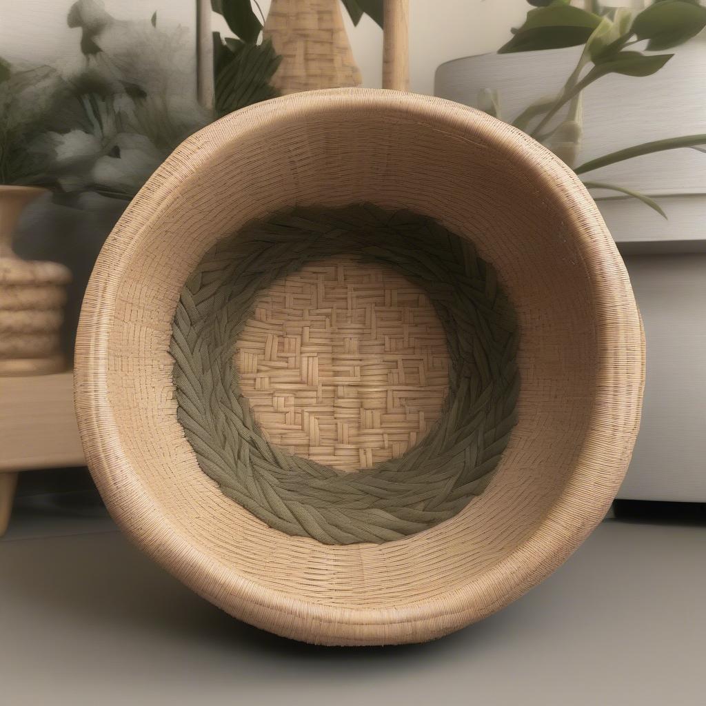 Word Artwork Woven into a Rattan Basket