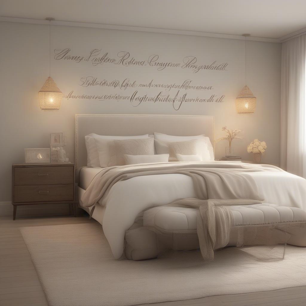 Words on Wall Decor in a Bedroom Setting